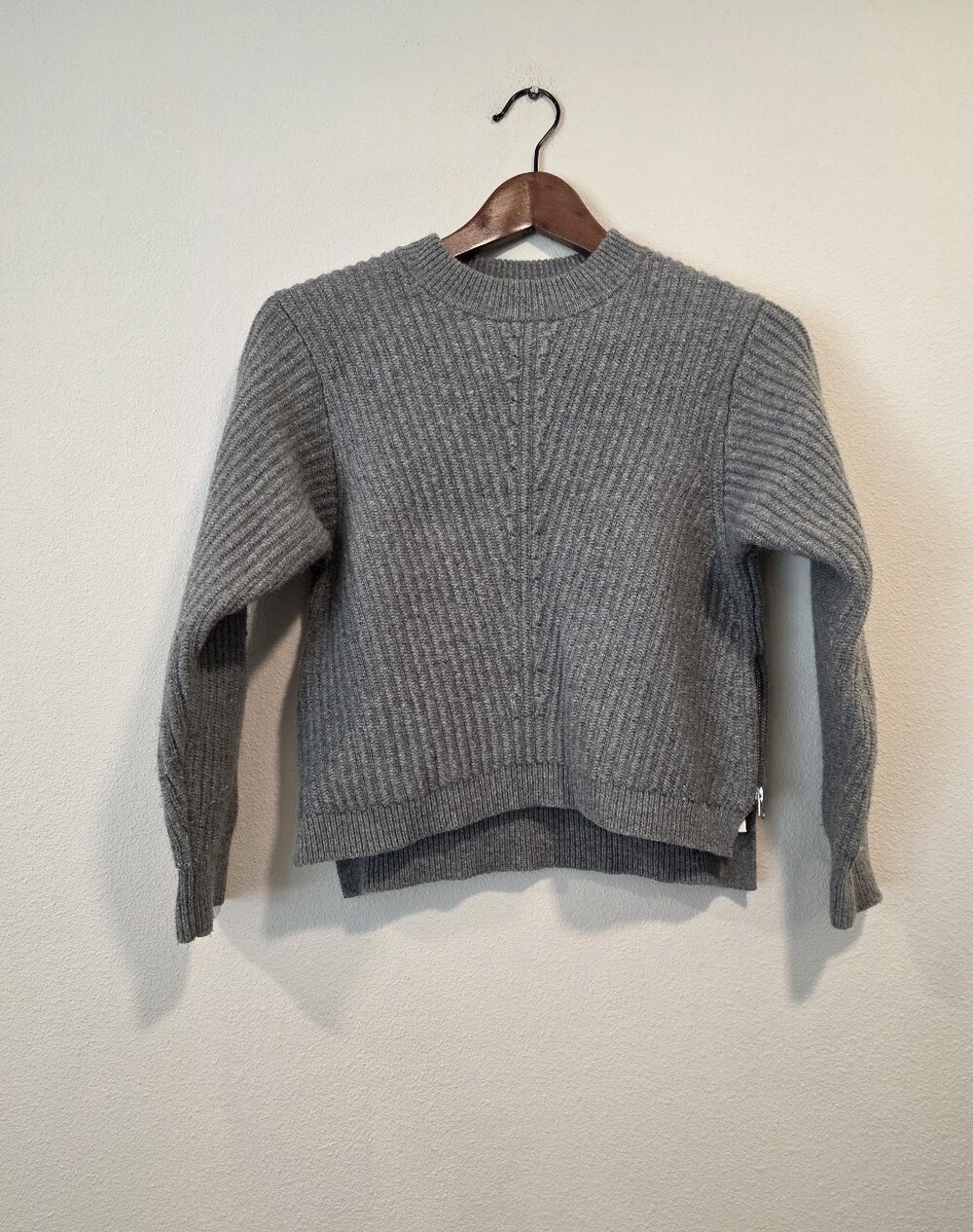 Acne Studios Java Ribbed Wool Side Zip Gray Sweater
